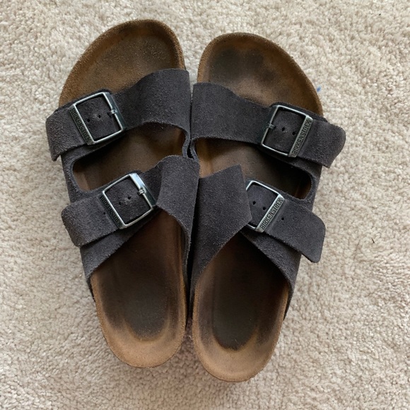 grey suede birkenstocks
